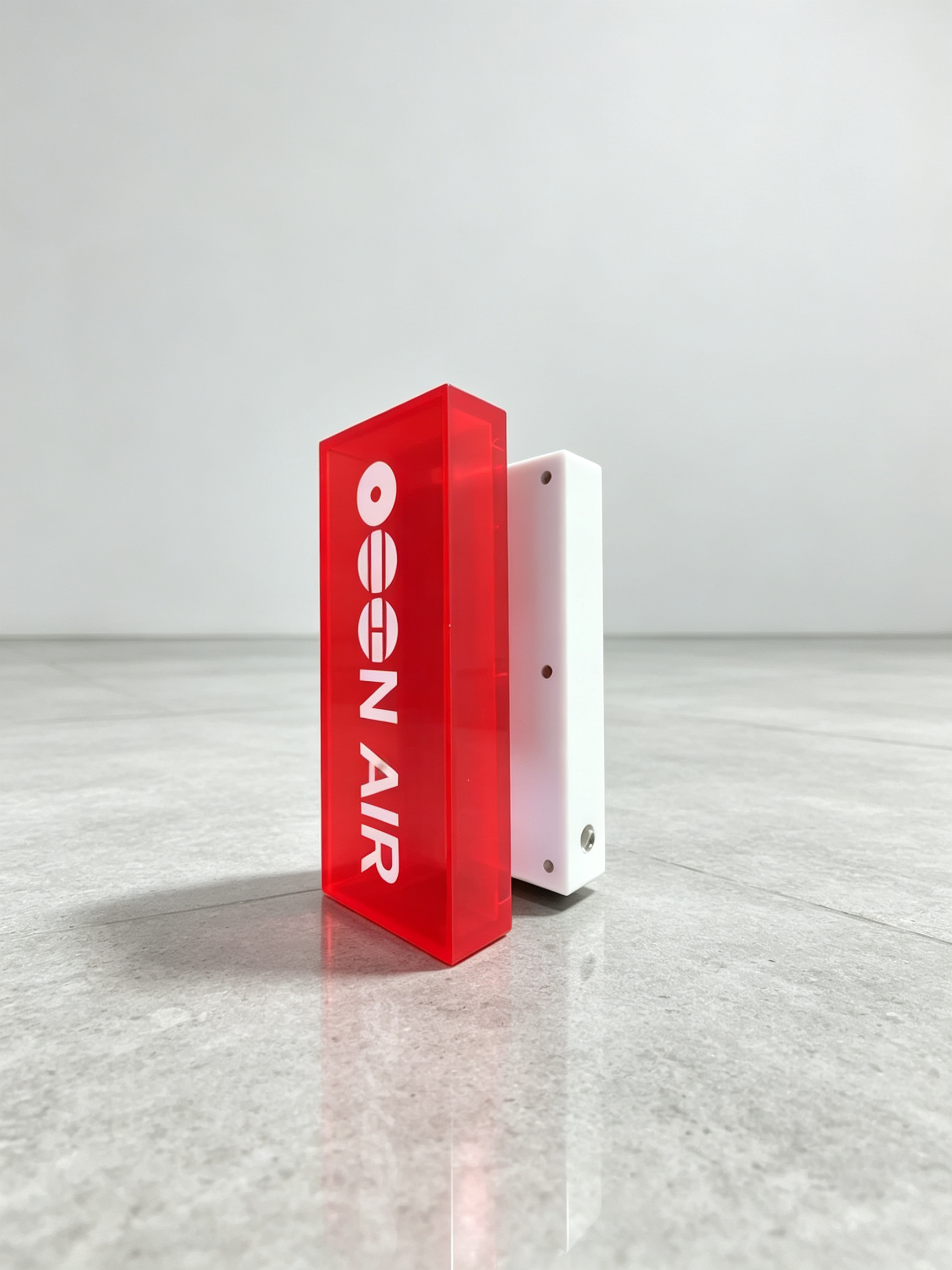 2-in-1 Acrylic Light Box for Desktop & Wall, Semi-Transparent Red Rechargeable Custom LED Display