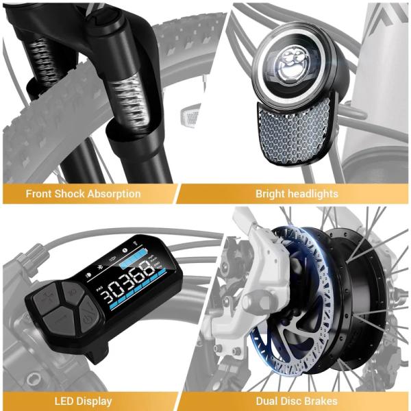 26'' Step-Thru Commuting E-Bike 36V 800W Motor 60km Range Lightweight Metal Frame 7 Speed Lithium Battery 750W Motor 7 Speed