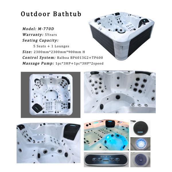 джакузи спа массажа водоворота ванны массажа 2.3m на открытом воздухе для человека 6