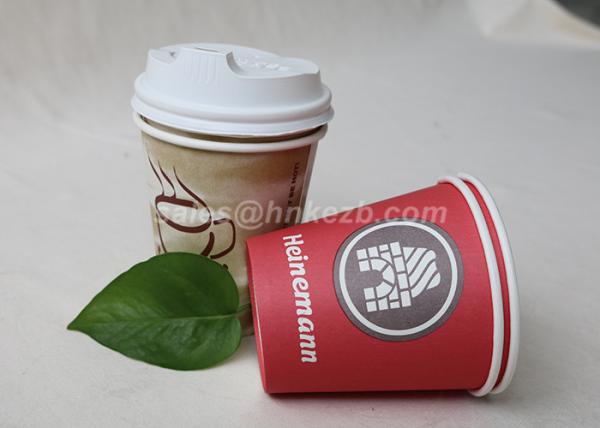 Custom Printed Disposable Paper Cups With PS Lids For Hot / Cold Drinking