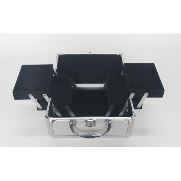 Small Silver Aluminium Cosmetic Case 250 x 170 x 170mm Inside Trays