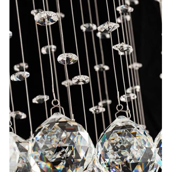 Customized Modern Living Room LED Wave Rectangular String Crystal Lamp Hotel Engineering Crystal Hanging Chandeliers