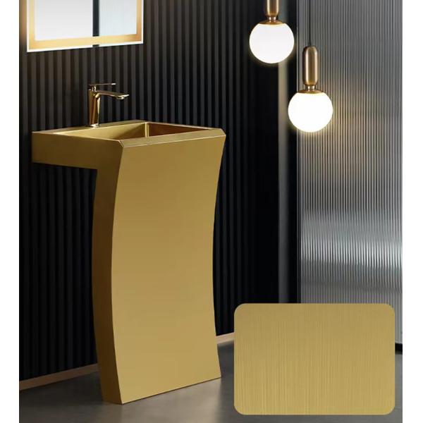 Modern Vanity Stainless Steel Pedestal Sink Floor Standing 7 Shape