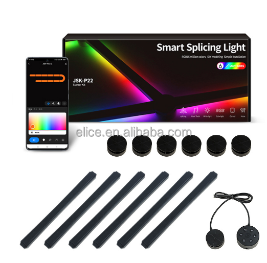 110-240V RGB Smart Splicing Glide Wall Lighting Music Sync Bar LED Light 9 Segment for Gaming Streaming Smart Home Decor