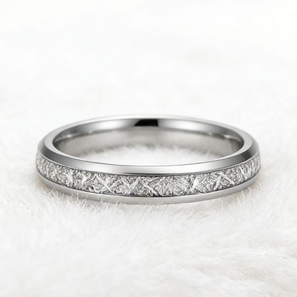 6mm Silver Plated Tungsten Ring with Trendy Color-Blocking for Men and Women Wedding Band