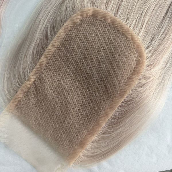 2026 White Lace Closure for Women Silk Top Natural Density Human Hair Closure Mono Lace Ash Blonde Wig Topper