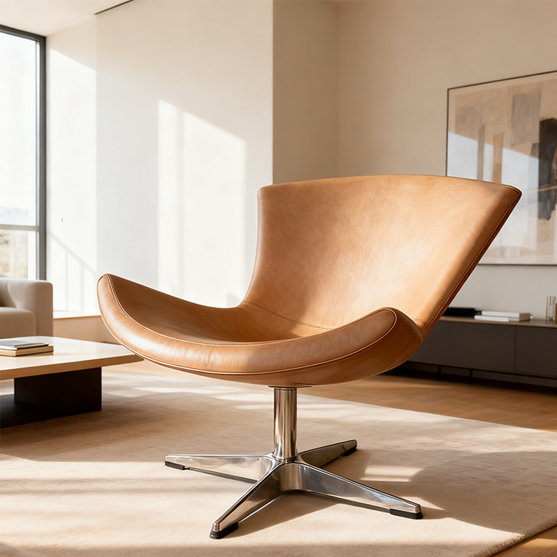 Modern Leather Lazy Lounge Recliner Swivel Chair Living Room Furniture for Bedroom Office Hotel Use