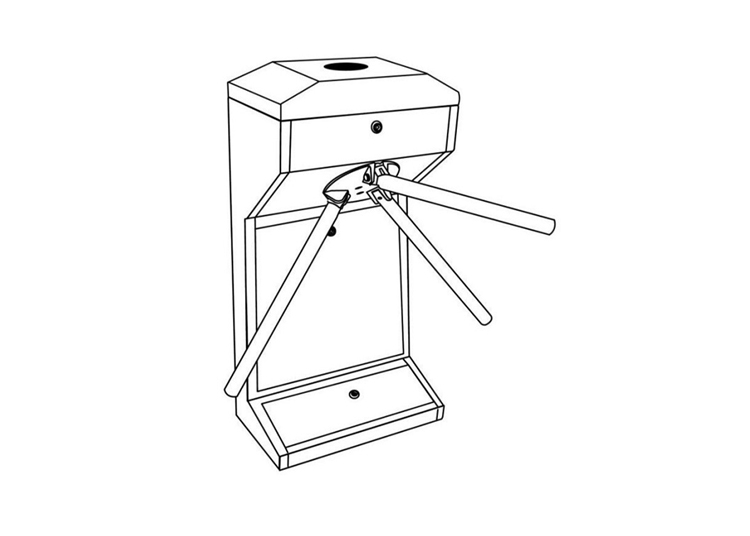 Bi-Directional 0.3 Second Response Time Three Arm Turnstile with Solenoid Drive Mechanism