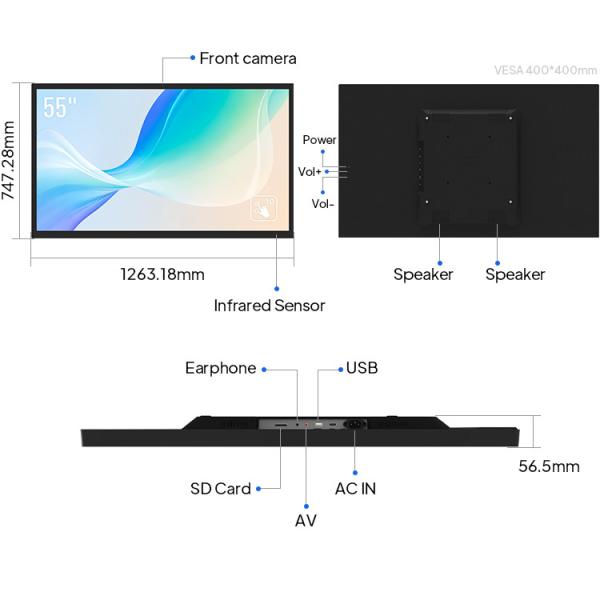 55 Inch Interactive Touch Screen Monitor With Front Camera 5.0 MP