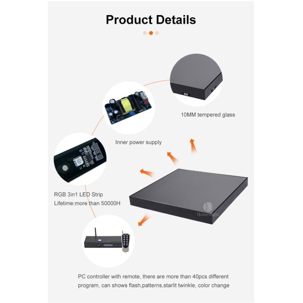 50*50cm Toughened Glass Deep Tunnel 3D Mirror Infinite Starlit Twinkle Dance Floor For Wedding