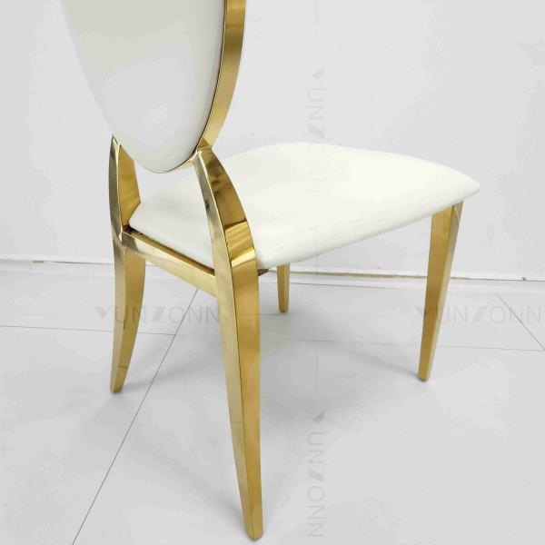 Classic PU Cushion Wedding Banquet Chair White Metal Dining Room Chairs Dismantle Model