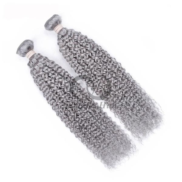 Grey Kinky Curly Remy Human Hair Bundles Sew In Weave Bundles Brazilian Bundle Deals