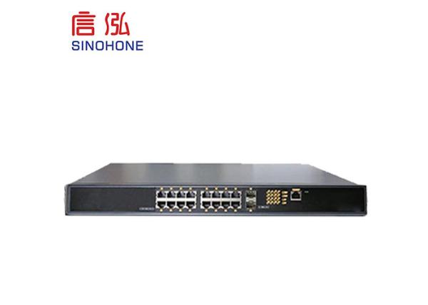 Black Aluminum 16 Port Network Switch , Fiber Converter Switch High Stability