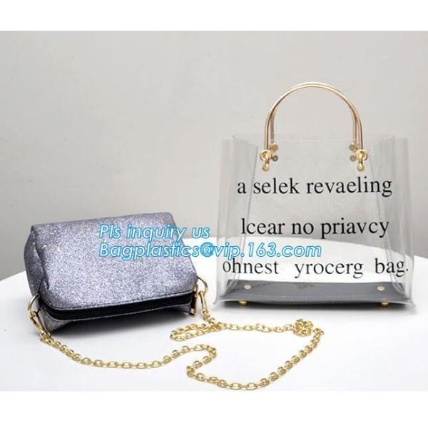 Waterproof transparent pvc shoulder bag beach tote bag, Stylish young outdoor carry clear pvc shoulder bag, PVC Beach To