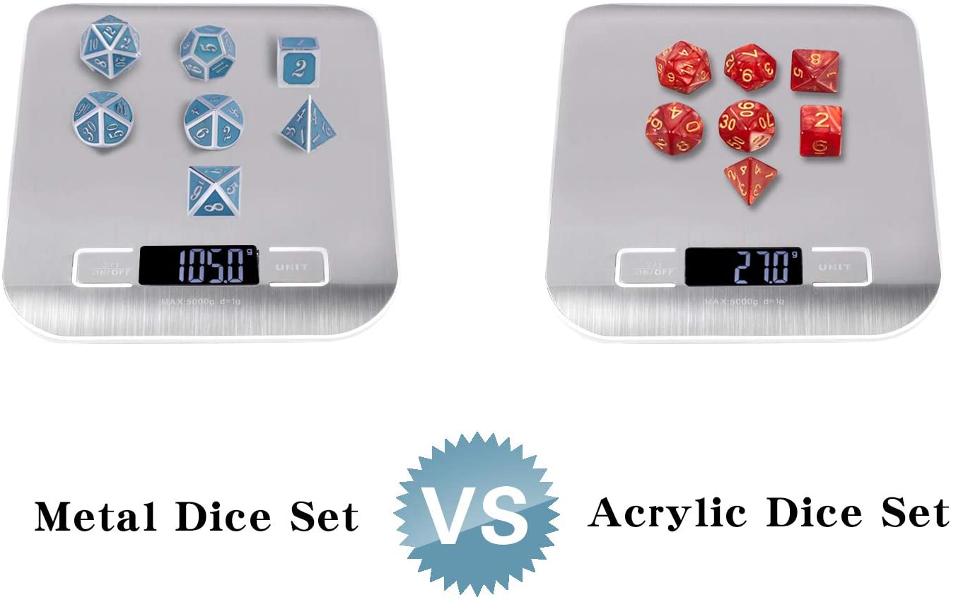Custom Metal Glitter Dice Set for DND - Zinc Alloy 7-Dice Polyhedral Set in Customized Colors