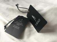 Logo argenté des deux côtés Art papier vêtements Tags suspendus avec cordon noir cireux