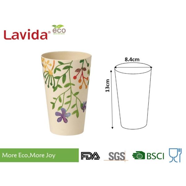 Watercolored Flower Style Bamboo Fiber Cup Disposable Shatter - Proof Tall Big Size
