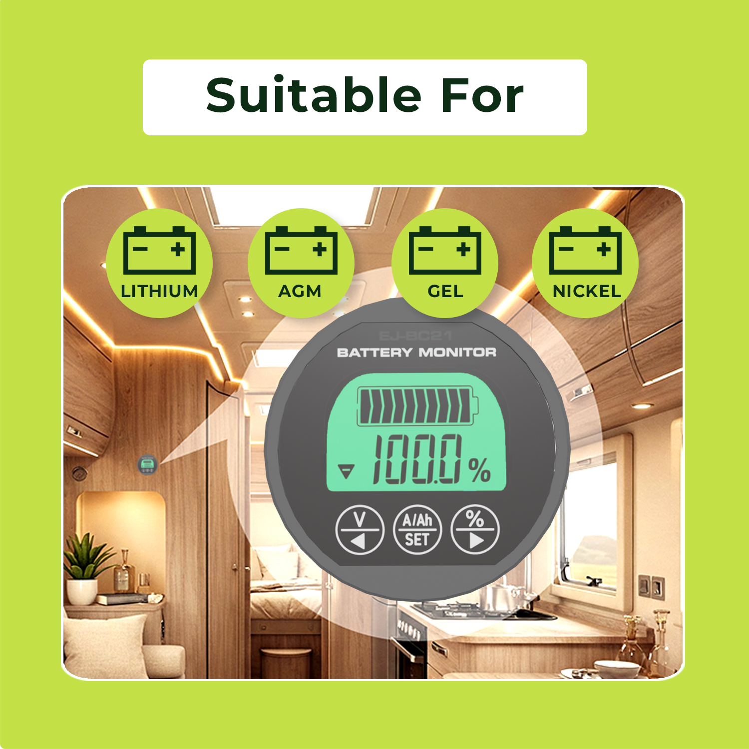 500A Smart Shunt Battery Monitor Heavy Duty LCD Battery Capacity Tester For Yacht