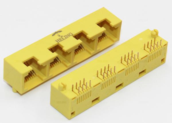 1 x 4 entrada lateral amarela RJ45 Jack modular THT para o router da rede