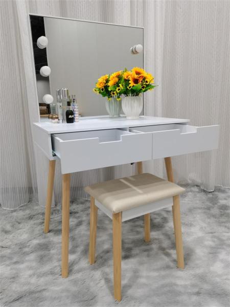 136cm Height Touch Screen MDF Solid Wood Dressing Table With Mirror