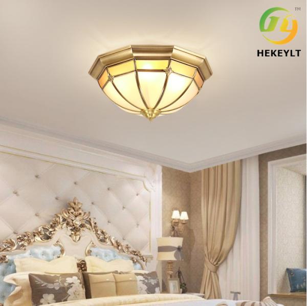 Copper Glass Residential Ceiling Light Living Room E27