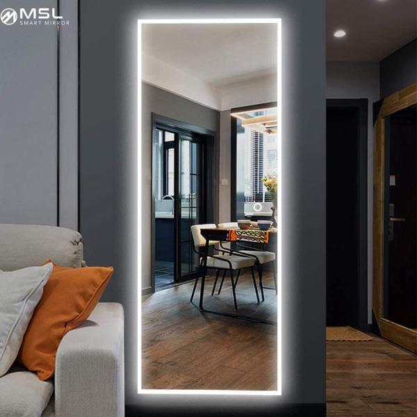 Wall Mounted LED Square Mirror 6000K LED Illuminated Bathroom Mirror Customized