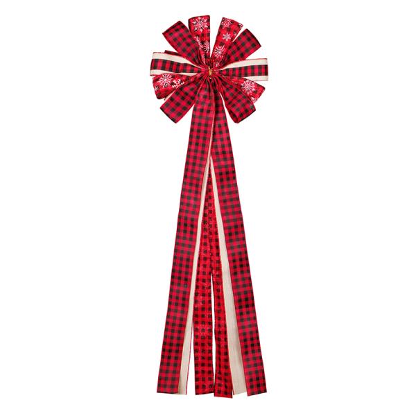 Handmade Xmas Wreath Bow Large Christmas Tree Topper Bow for Decorative Ornament