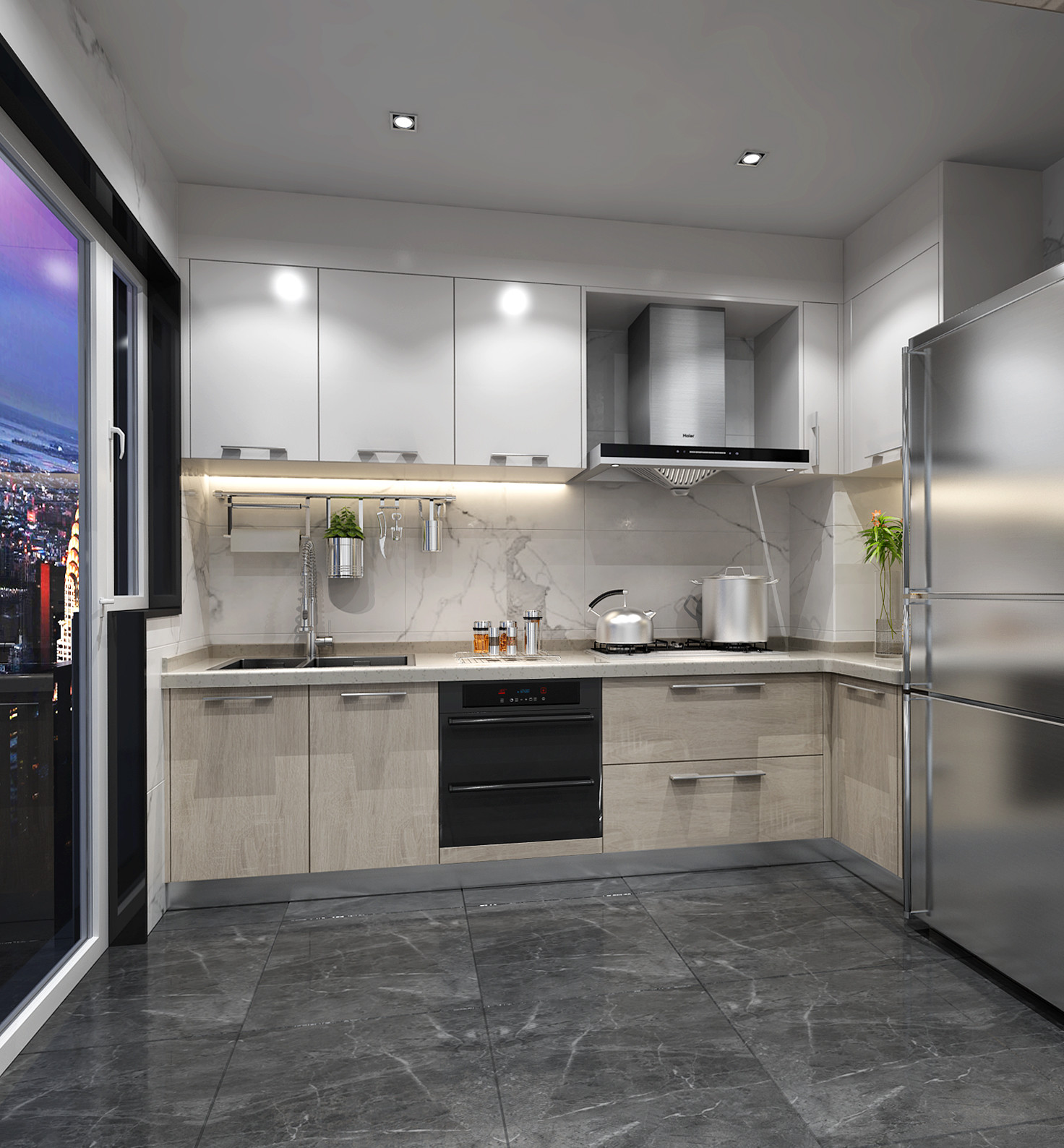 Waterproof Custom Kitchen Cabinets with Solid Wood Construction and Lacquer Coating