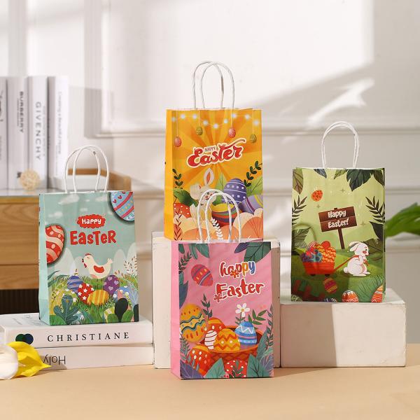 Kraft Paper Easter Bunny Gift Bag for Holiday Party Hand Candy Luxury Packaging Style