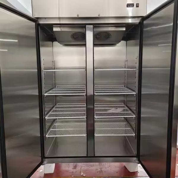 Equipo de refrigerador de cocina de restaurante comercial de acero inoxidable combinado con pantalla vertical refrigerador congelador