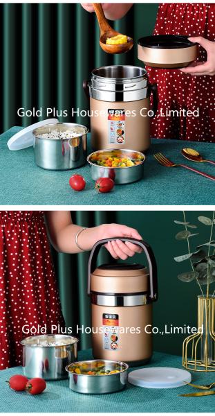 Promotional adults lunch box  vacuum insulated thermos food jar 2.0L tiffin lunch pot with 304 stainless steel