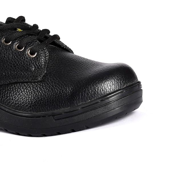 Black Lace up Leather Mesh Metal PU Sole Enhanced Protection Comfort EVA Brand Safety Shoes
