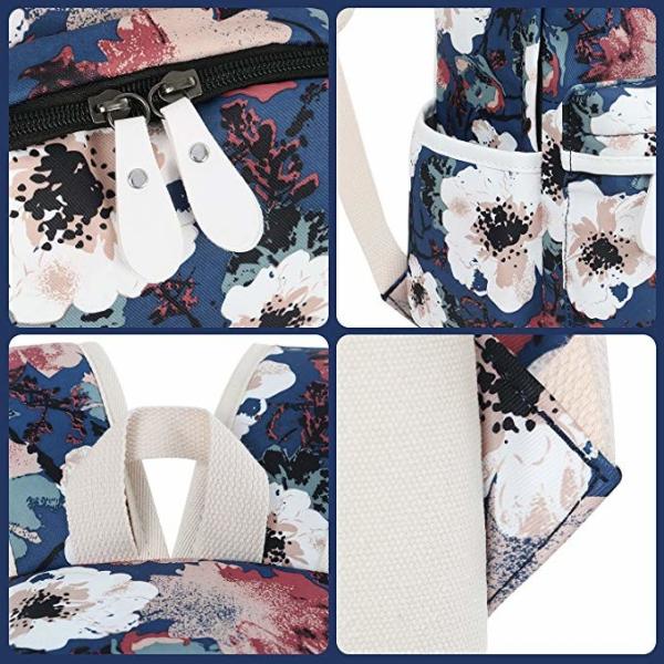 Fashion Lightweight Travel Backpack School Bag With Wallet Peony Printed