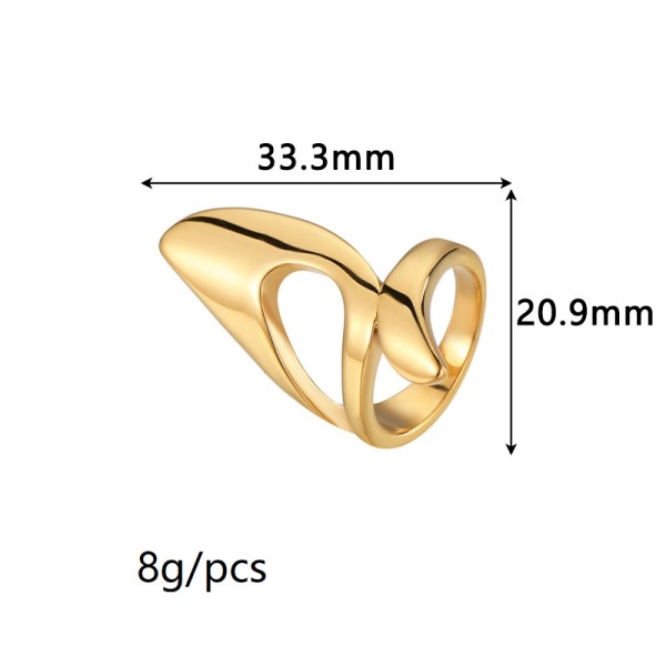 Fashion New 18K Gold Plated Stainless Steel Open Ring With Adjustable Size and a High End Irregular Jewelry Rings