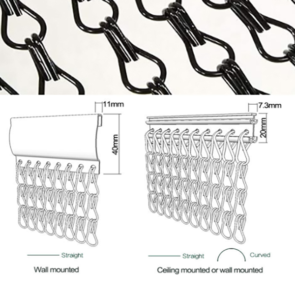 restaurant room divider decorative Aluminium Mesh Fabric Link Door shower wire mesh Netting coil drapery metal chain curtain