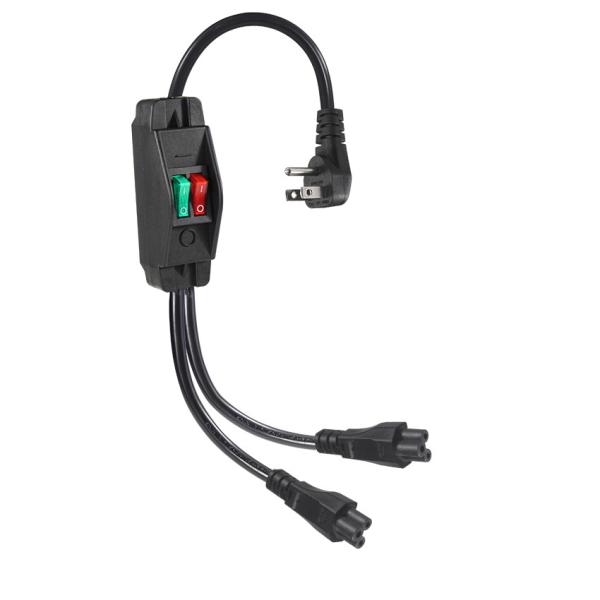 NEMA 5-15P à double IEC C5 Power Splitter avec commutateur pour électronique de bureau 125V 10A