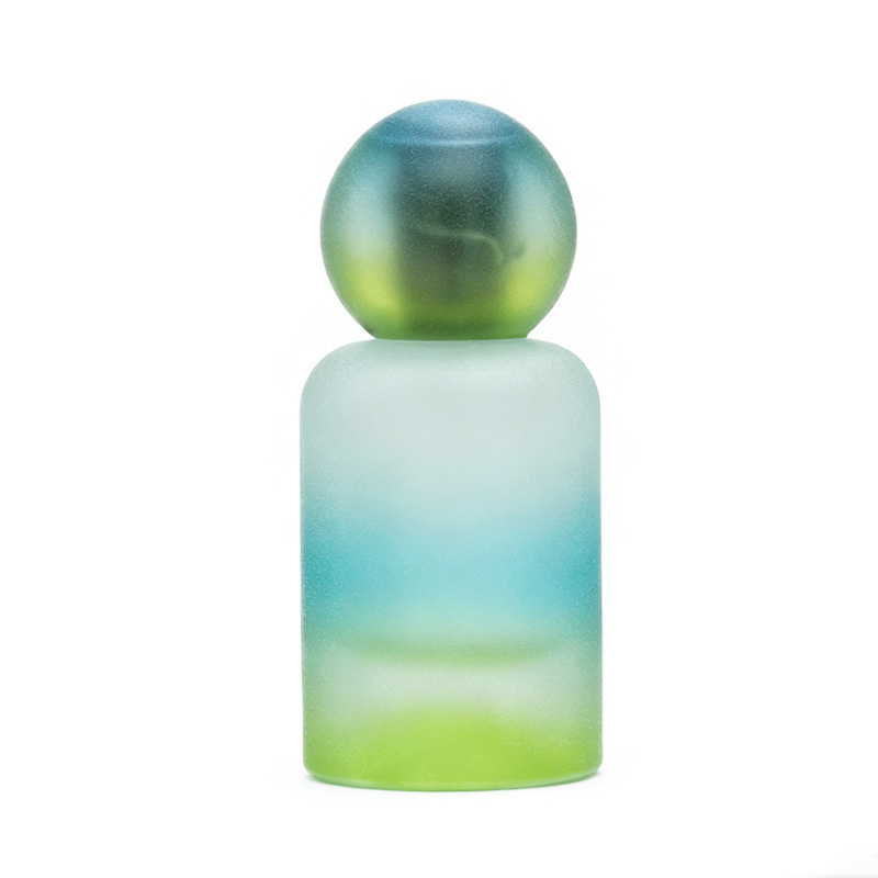50ml Glass Perfume Bottles Frosted Cylinder Spray Round Wooden Stone Cap Empty