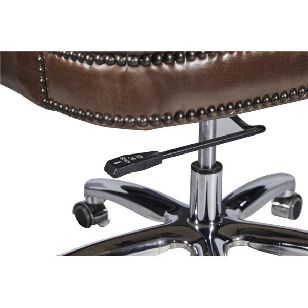 Deep Buttons Back Leather Office Desk Chair , Brown Leather Executive Desk Chair