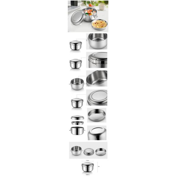 Leak Proof Round Stainless Steel Lunch Box Food Storage Healthy Bento Box