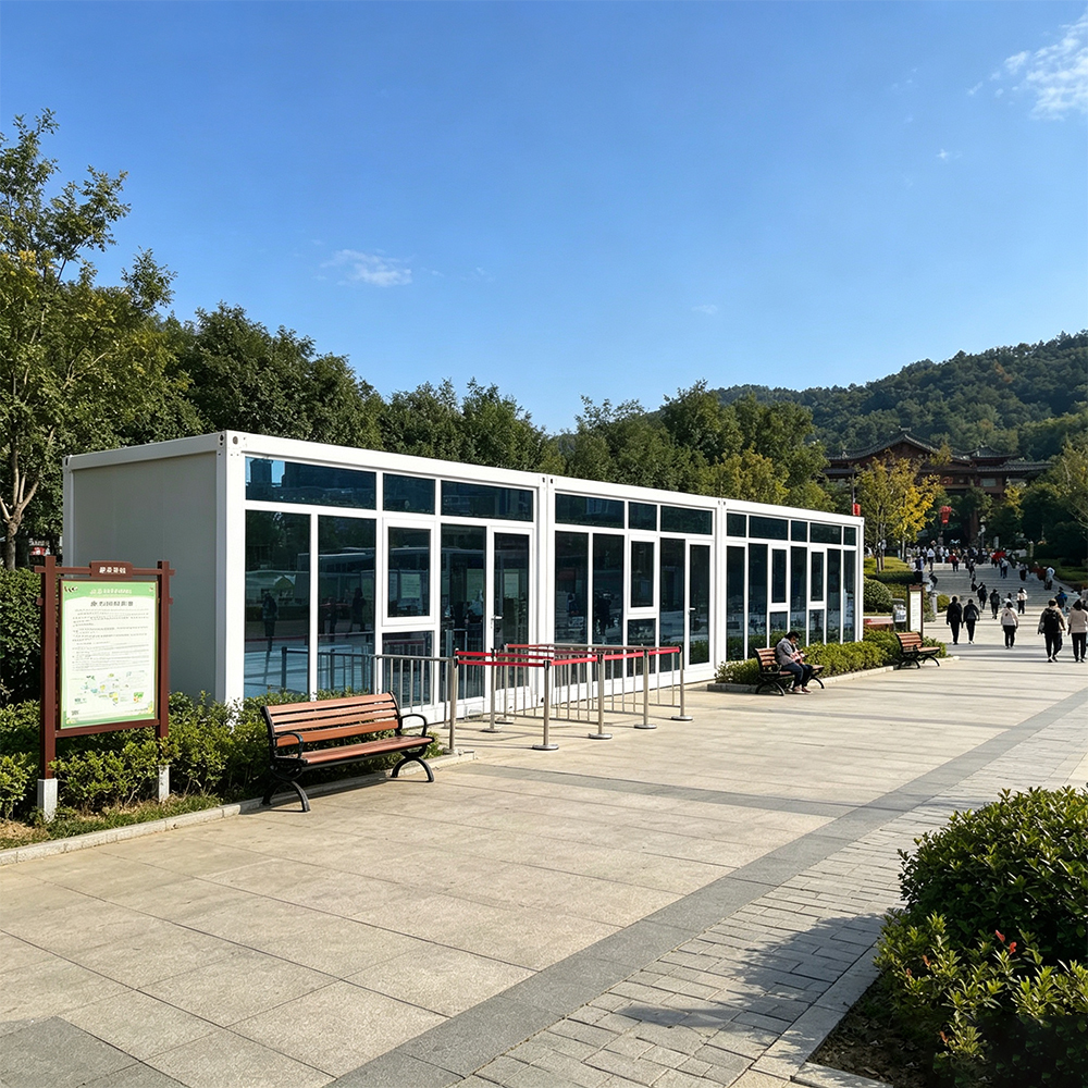 Public Service Packing Box House With Transparent Glass Facade for Park Visitor Center and Scenic Area Ticket Office