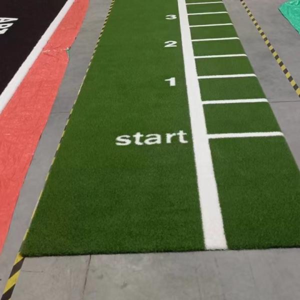 19mm Pile Height UV Resistant Pattern Artificial Grass White Line for Gym and Golf with Non-infill Installation
