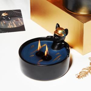 Hippop Dog And Cat Customized 3D Ceramic Candle Holder For Decoration Gift