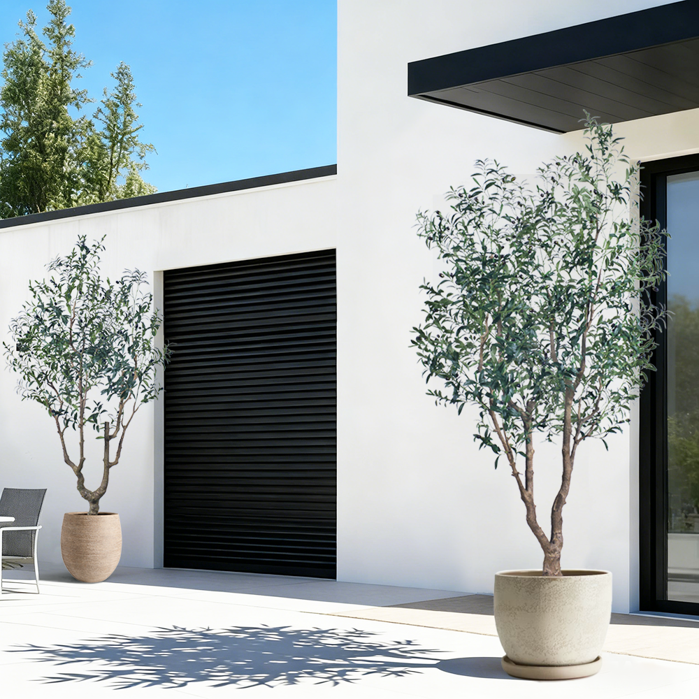 Large Artificial Olive Tree with Real Wood Trunk - 7FT & 8FT Sizes for Hotel Lobby & Luxury Villa Entrance Decor