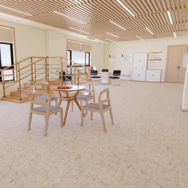 Suelos heterogéneos resistentes a los arañazos y blandos para zonas de alto tráfico