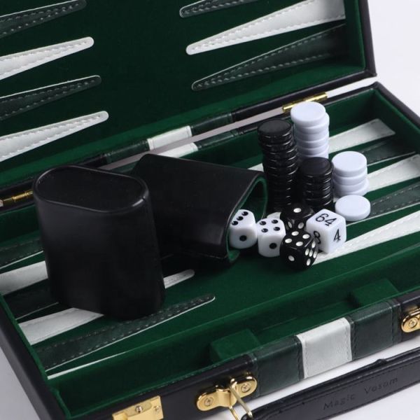 Handmade Travel PU Leather Backgammon Game Box Chess Board Game Set Box