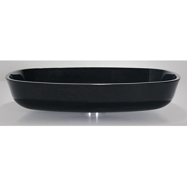 High Glossy Black Tempered Bathroom Wash Basins Smooth Interior And Exterior