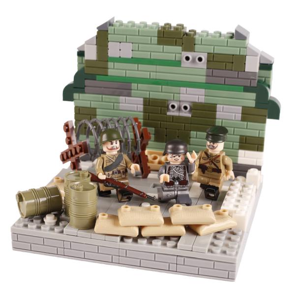 WW2 military war scene model German ranker Soviet soldier figures sandbag accessories building blocks