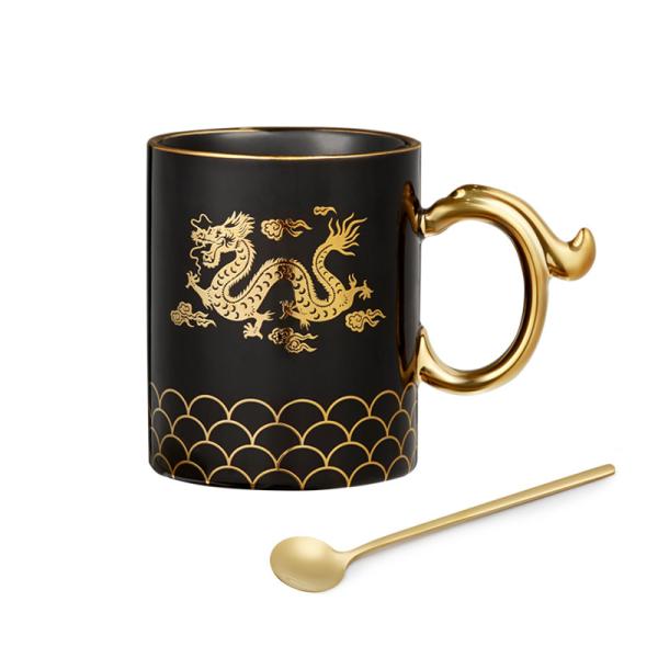 Taça de café cerâmica pintada à mão em estilo caixa de presente para presente de aniversário