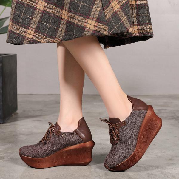 S153 Factory personalized side zipper leather platform high heel sandals ethnic retro handmade first layer leather women