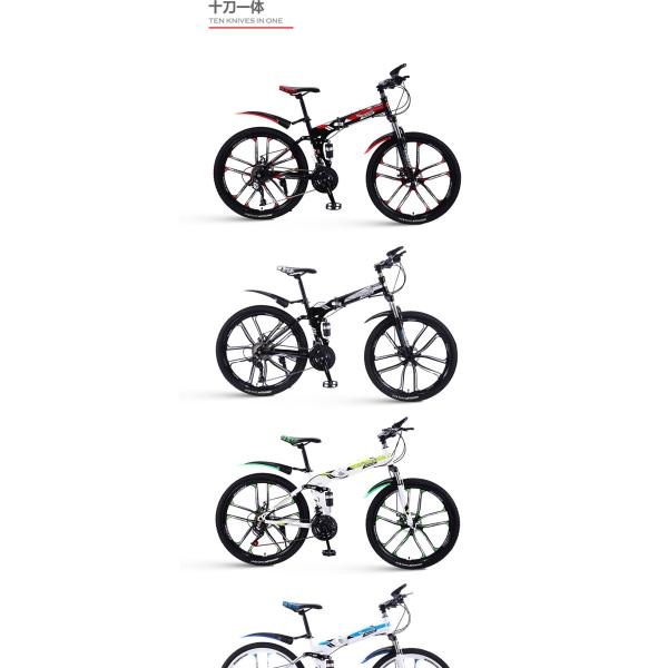 Noir Rouge/Blanc Bleu/Noir Argent/Blanc Vert Vélo de montagne pliable Pleine suspension 24/26/29 pouces Vélo en acier au carbone